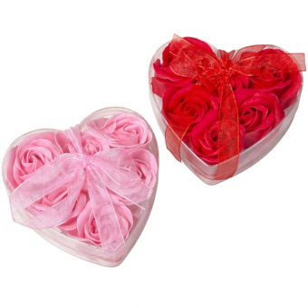 Купить Подарочный набор роз из мыла форме сердца, 6 бутонов оптом